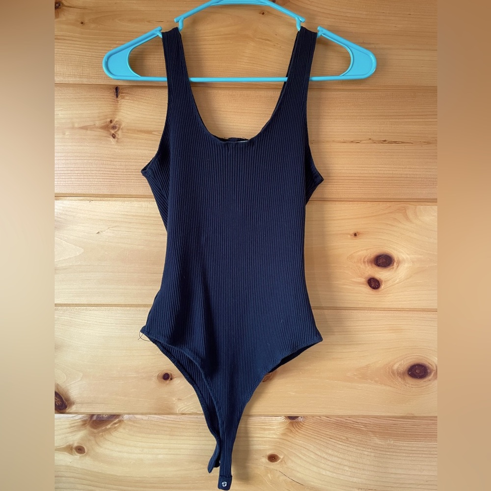 Button Top Bodysuit Ribbed Tank - Picture 2 of 3